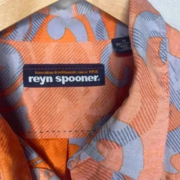 Reyn Spooner Reverse Print Orange Short Sleeve Shirt Men's Size XL - Picture 2 of 4